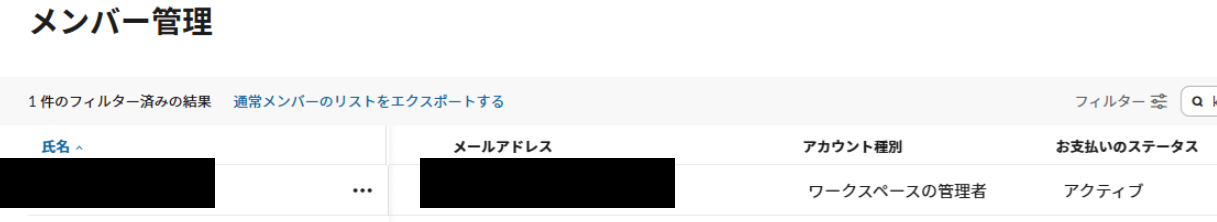 メンバー管理画面で管理者を特定